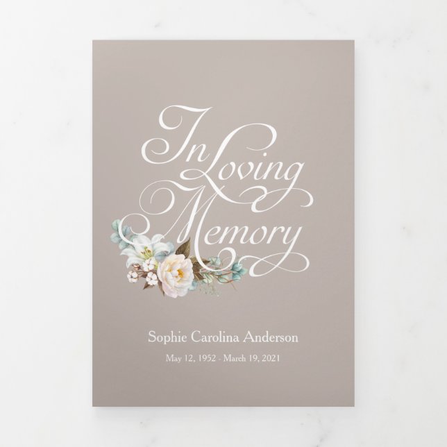 In Loving Memory Celebration of Life Program Tri-Fold Invitation (Cover)