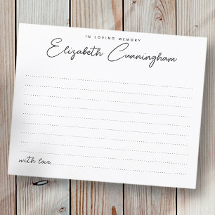 In Loving Memory Chic Minimalist Attendance Card