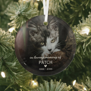 In Loving Memory Christmas Keepsake Pet Cat Photo Glass Tree Decoration