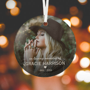 In Loving Memory   Christmas Keepsake Photo Glass Tree Decoration