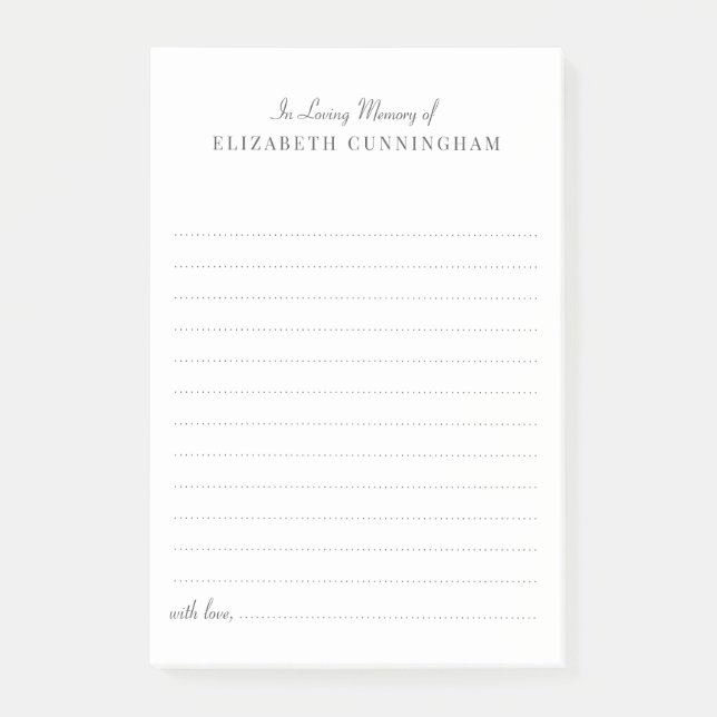 In Loving Memory Classic Funeral Share a Memory Post-it Notes (Front)