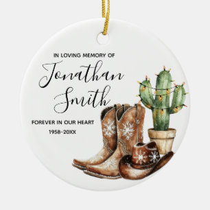 In Loving Memory Cowboy Cactus Gift Ceramic Tree Decoration