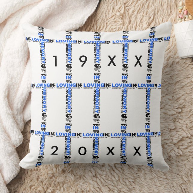 In Loving Memory Cross Blue Sympathy Pillow (Blanket)