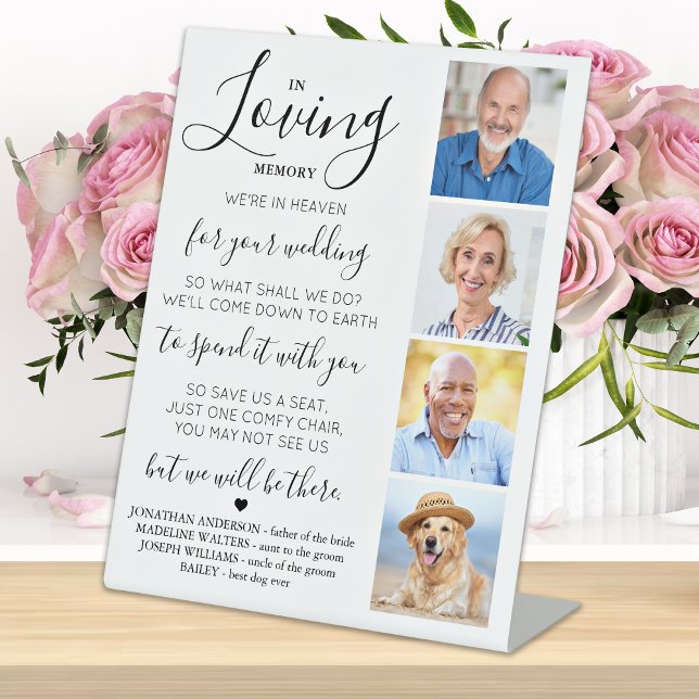 In Loving Memory Custom 4 Photo Wedding Memorial  Pedestal Sign (Creator Uploaded)