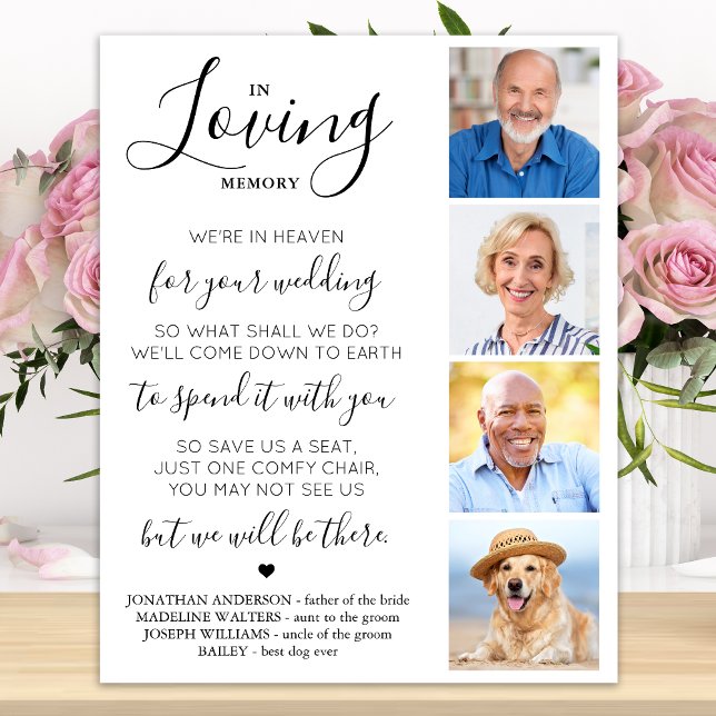 In Loving Memory Custom 4 Photo Wedding Memorial Poster (Creator Uploaded)