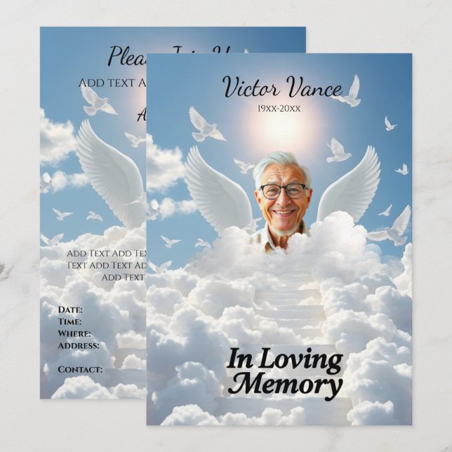 In Loving Memory,Custom card, rip, tribute,  Invitation (Front/Back)