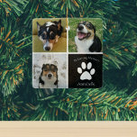 In Loving Memory Custom Dog Photo Collage Keepsake Ceramic Ornament<br><div class="desc">This beautiful custom dog photo memorial Christmas ornament is personalised with adorable pictures and memories of your sweet pup. Customise this thoughtful condolence gift with your own custom pet photographs around a black square with a pretty white paw print and your dog's name in the centre to express your sympathy....</div>