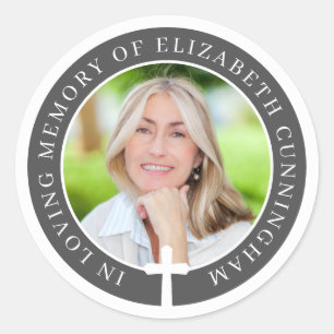 In Loving Memory   Custom Photo and Cross Classic Round Sticker