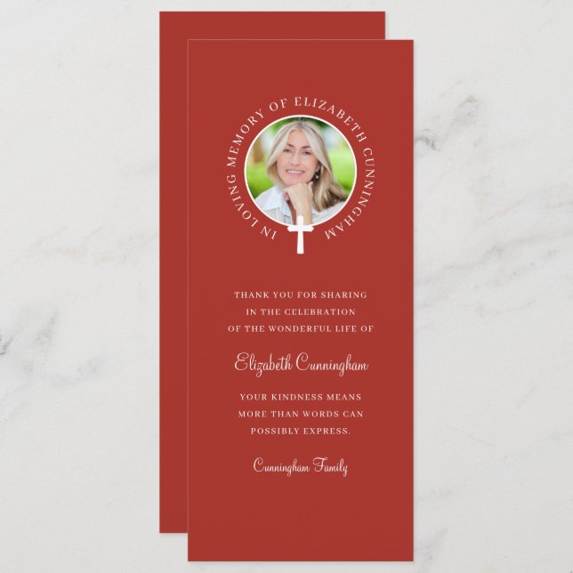 In Loving Memory | Custom Photo and Cross Invitation (Front/Back)