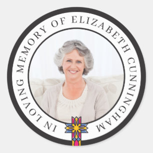 In Loving Memory   Custom Photo and Modern Cross Classic Round Sticker