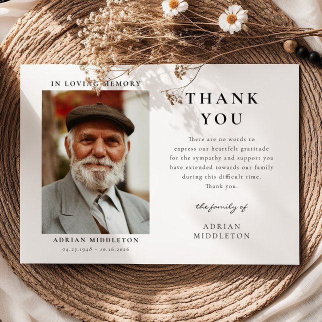 In Loving Memory Custom Photo & Message Thank You Card (Creator Uploaded)