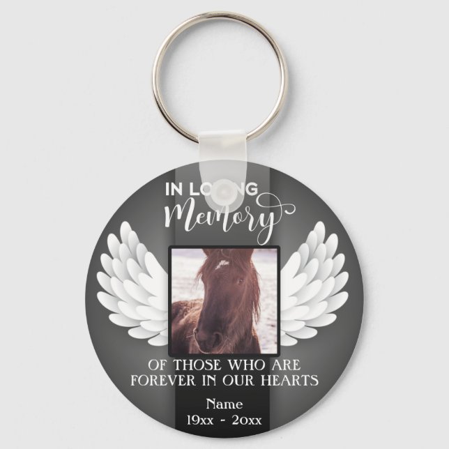 In Loving Memory Custom Photo, Name & Message  Key Ring (Front)