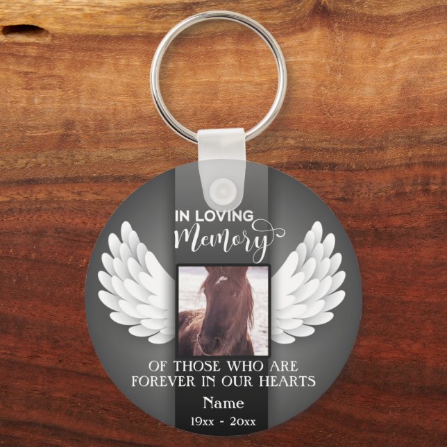 In Loving Memory Custom Photo, Name & Message Key Ring (Front)