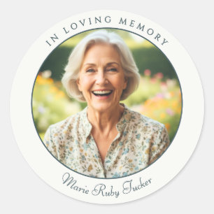 In Loving Memory Custom Photo Tribute Memorial Classic Round Sticker