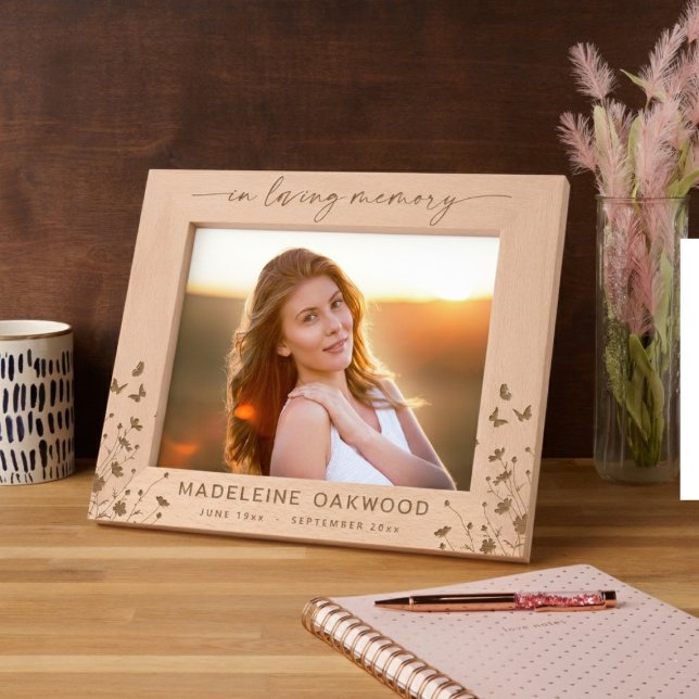 In Loving Memory Custom Wildflower Memorial  Etched Frames (In Loving Memory Custom Wildflower Memorial Engraved Frames)