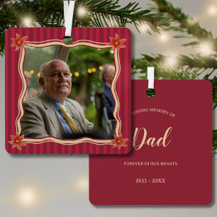 In Loving Memory Dad Picture Red Memorial Metal Tree Decoration