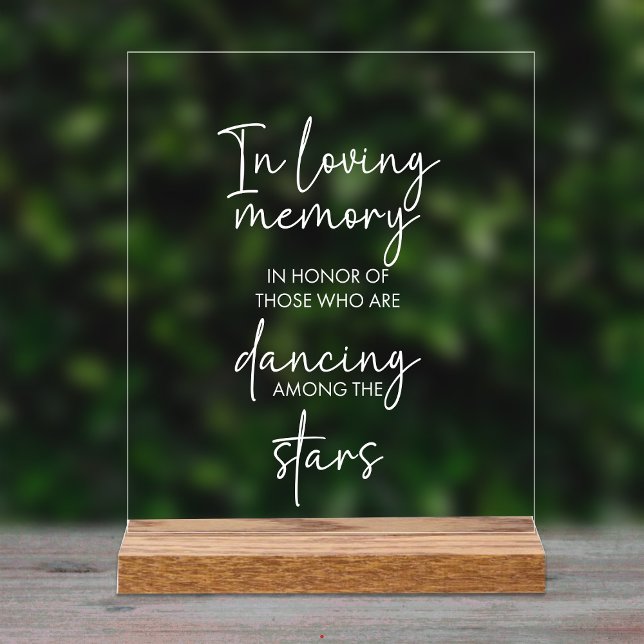In Loving Memory Dancing Among Stars Wedding Acrylic Sign (Creator Uploaded)