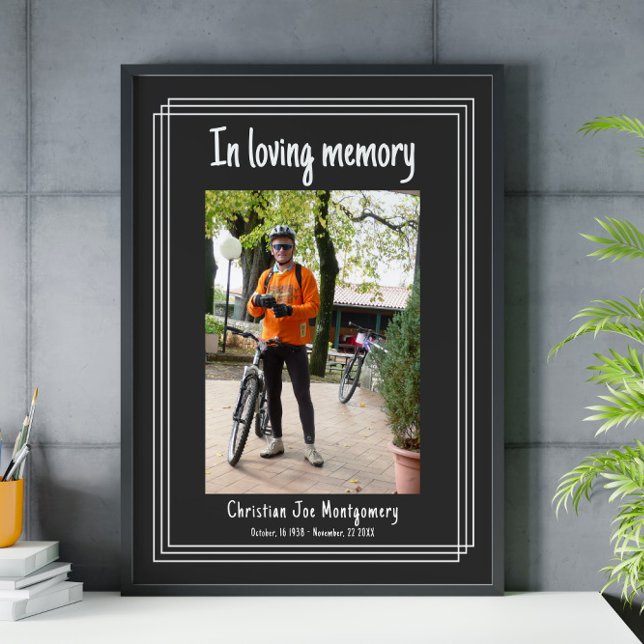 In loving memory Dark Grey Photo Funeral Poster (Creator Uploaded)