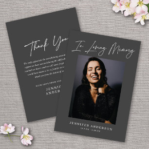In Loving Memory Dark Grey Photo Memorial Card