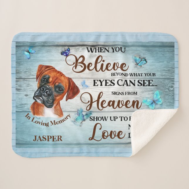 In Loving Memory Dog Memorials Remembrance Boxer Sherpa Blanket (Front (Horizontal))