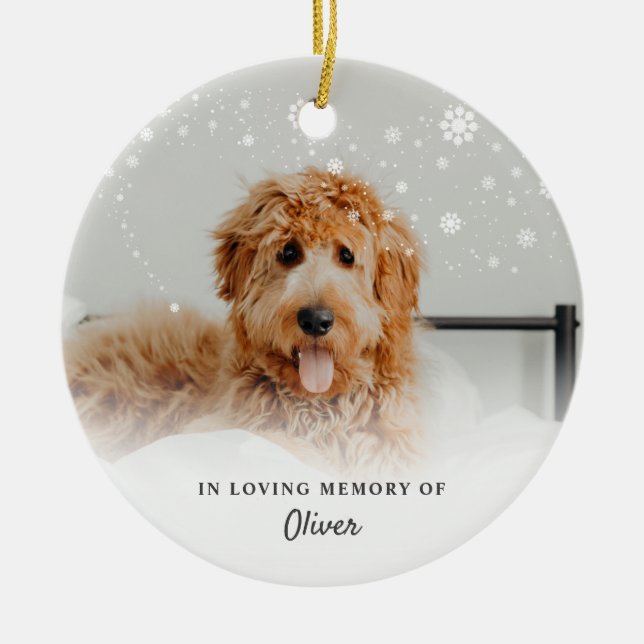 In Loving Memory Dog Pet Photo Ceramic Ornament (Front)
