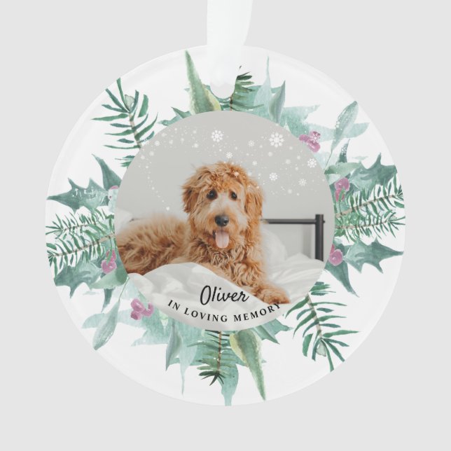 In Loving Memory Dog Pet Photo Christmas Ornament (Front)