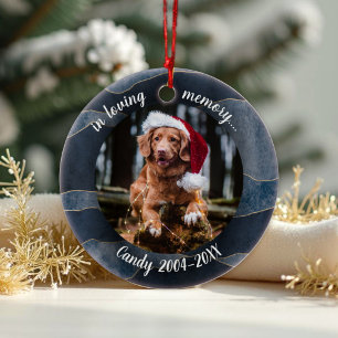 In Loving Memory   Dog Photo Pet Memorial Abstract Ceramic Tree Decoration