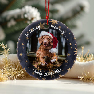 In Loving Memory   Dog Photo Pet Memorial Stars Ceramic Tree Decoration