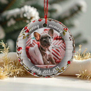 In Loving Memory - Dog Photo Pet Memorial Wreaths Ceramic Tree Decoration