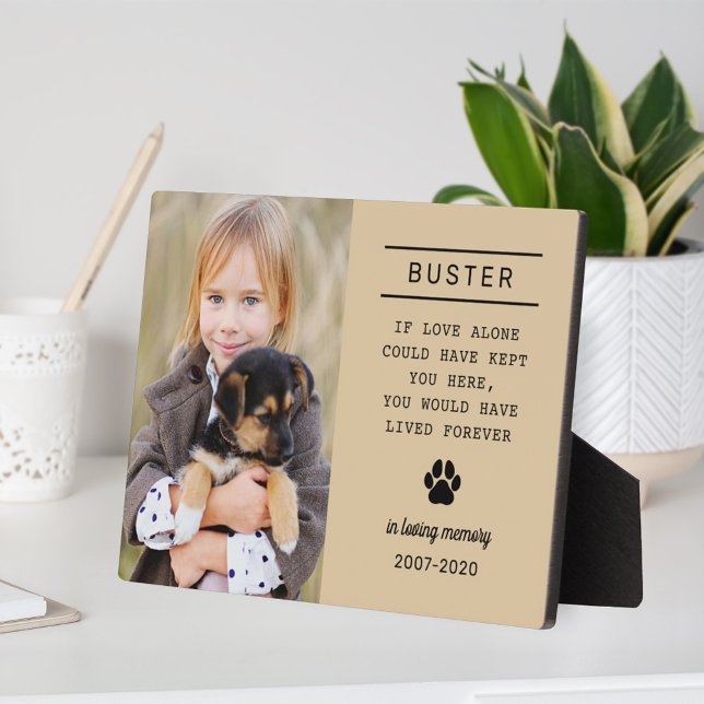 In Loving Memory Dog Photo Tan Plaque (Creator Uploaded)
