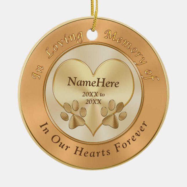 In Loving Memory Dog Sympathy Gifts PERSONALIZED Ceramic Tree Decoration (Front)