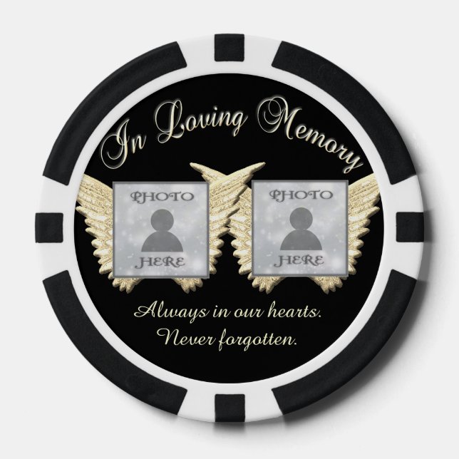 In Loving Memory Double Memorial Photo Remembrance Poker Chips (Front)