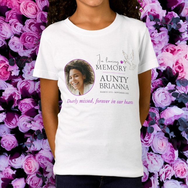 In loving memory dove purple rose photo funeral T-Shirt (Creator Uploaded)