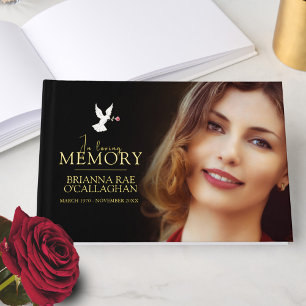 In loving memory dove red rose funeral photo black guest book