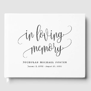 In Loving Memory EDITABLE COLOR Lovely Calligraphy Guest Book