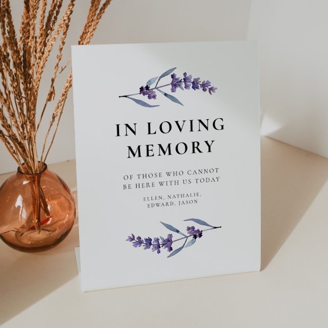 In Loving Memory Elegant Floral Lavender Pedestal Sign (Creator Uploaded)