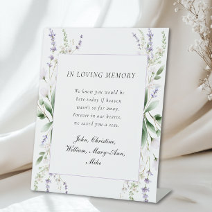 "In Loving Memory" Elegant Floral Wedding Memorial Pedestal Sign