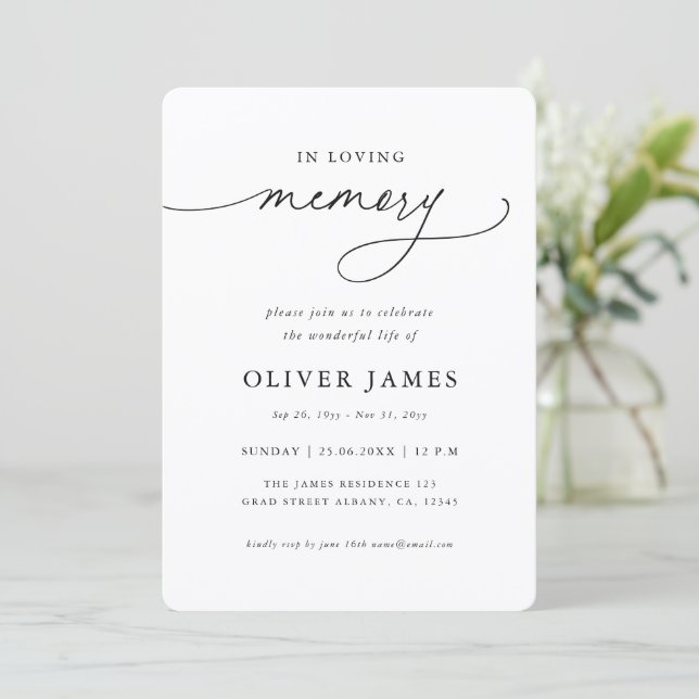 In Loving Memory Elegant Funeral Program Card (Standing Front)