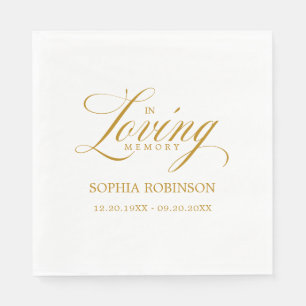 In Loving Memory Elegant Gold Script Funeral  Napkin