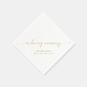 In Loving Memory   Elegant Gold Script Memorial Napkin