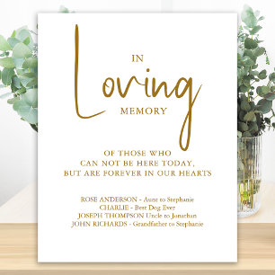 In Loving Memory Elegant Gold Wedding Memorial Poster