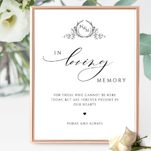 In Loving Memory, Elegant Monogram Wedding Sign