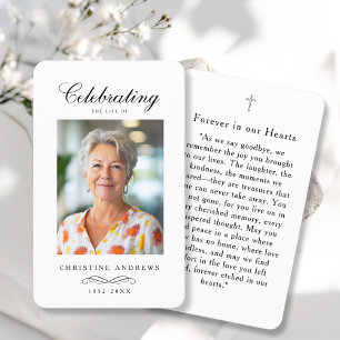 "In loving Memory" Elegant Photo Prayer  Business Card