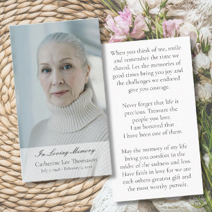 In Loving Memory Elegant Photo Prayer Cards
