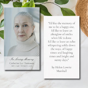 In Loving Memory Elegant Photo Prayer Cards