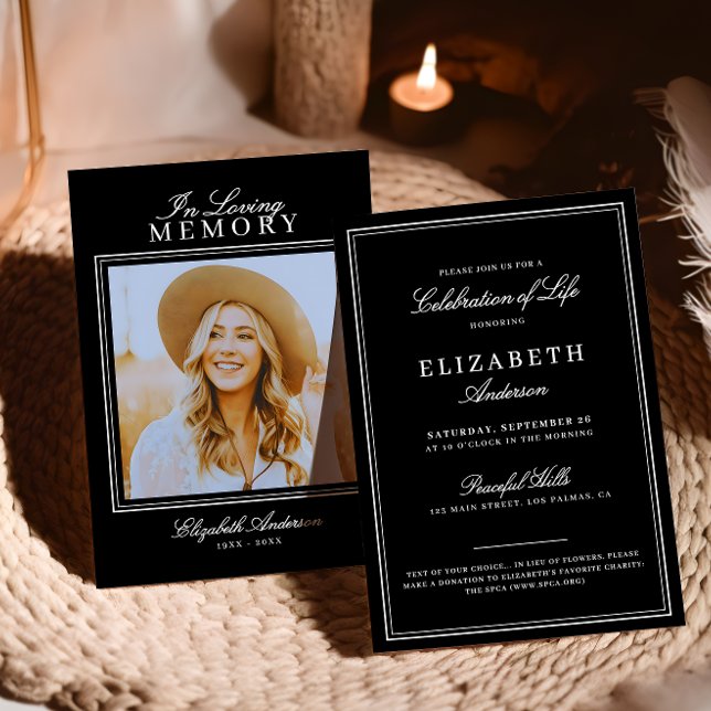 In Loving Memory Elegant Script & Photo Memorial Invitation (Creator Uploaded)