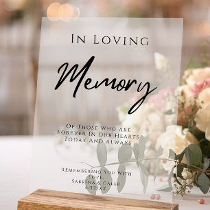 In Loving Memory Elegant Wedding Memorial Table Acrylic Sign