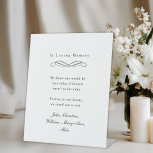 "In Loving Memory" Elegant Wedding Memorial White Pedestal Sign