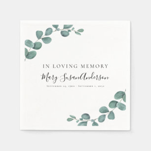 In Loving Memory Eucalyptus Funeral Memorial Wake Napkin
