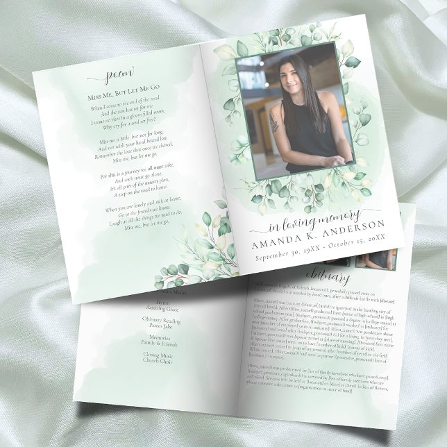 In Loving Memory Eucalyptus Greenery Bi-Fold Programme (Creator Uploaded)